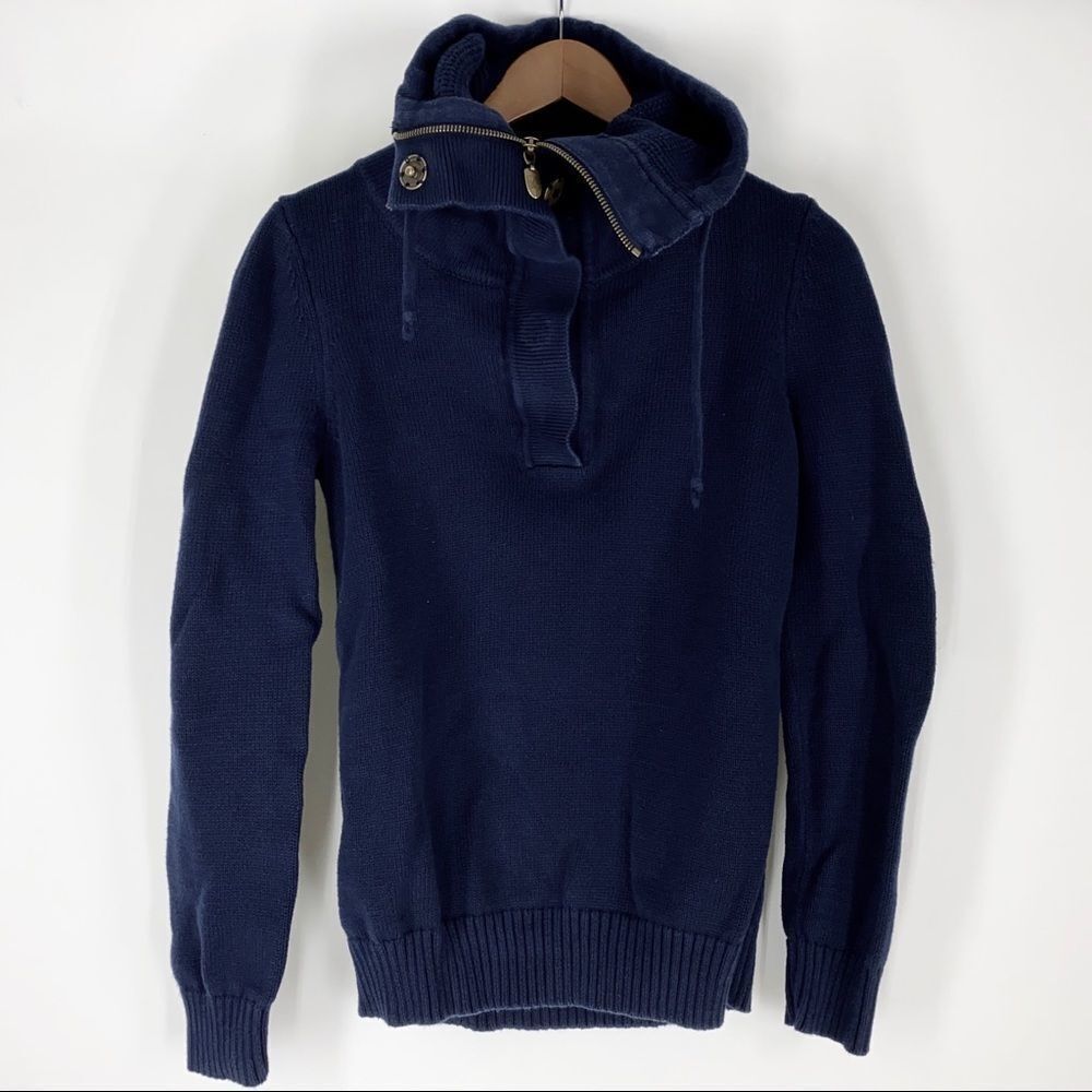 LRL Lauren Jeans High Neck Drawstring Sweater Vintage Pullover Knit Drawstring